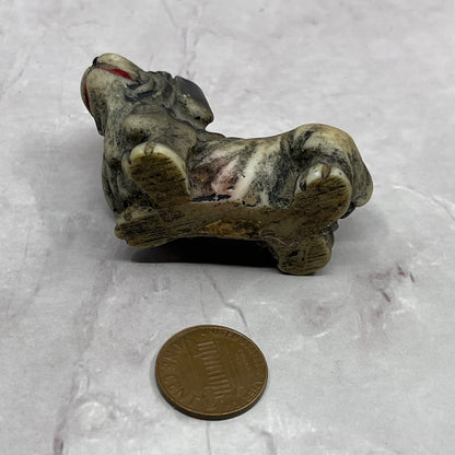 Vintage Carved Resin Basset Hound Dog Miniature 2" SE2