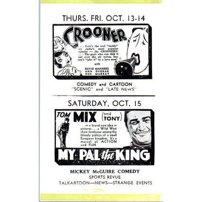 c1932 Johnny J. Jones Alcyon Theatre Highland Park Program Fast Companions AB9