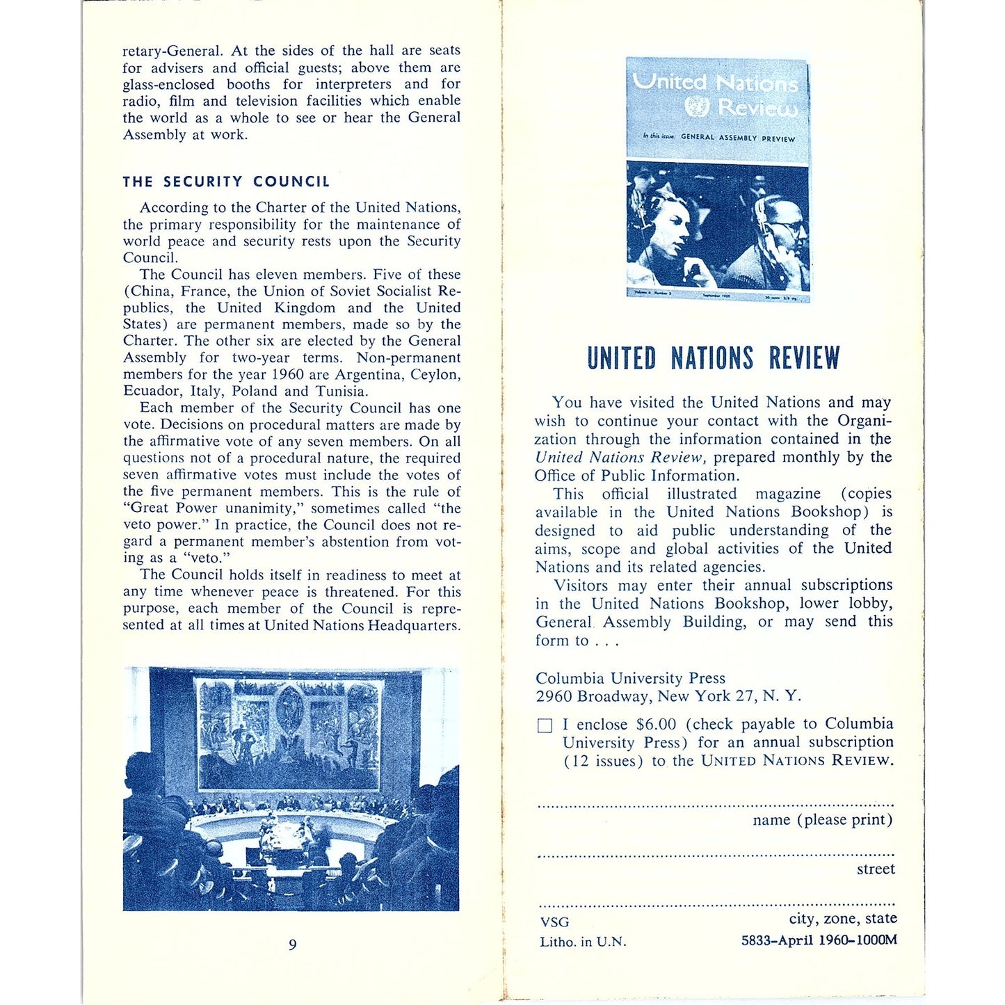 1960 Visitors Guide to the United Nations Vintage Travel Brochure TH2-TB5