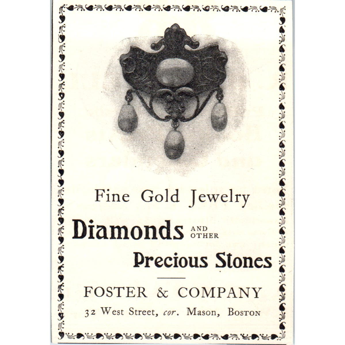 Foster & Company Diamonds Jewelry Boston c1905 Victorian Ad AE9-MA5