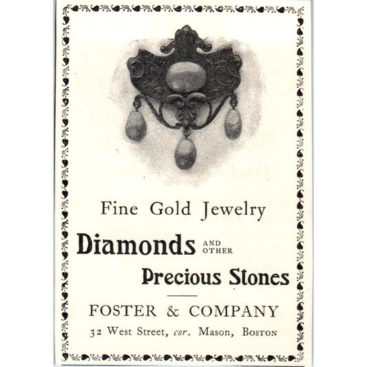 Foster & Company Diamonds Jewelry Boston c1905 Victorian Ad AE9-MA5