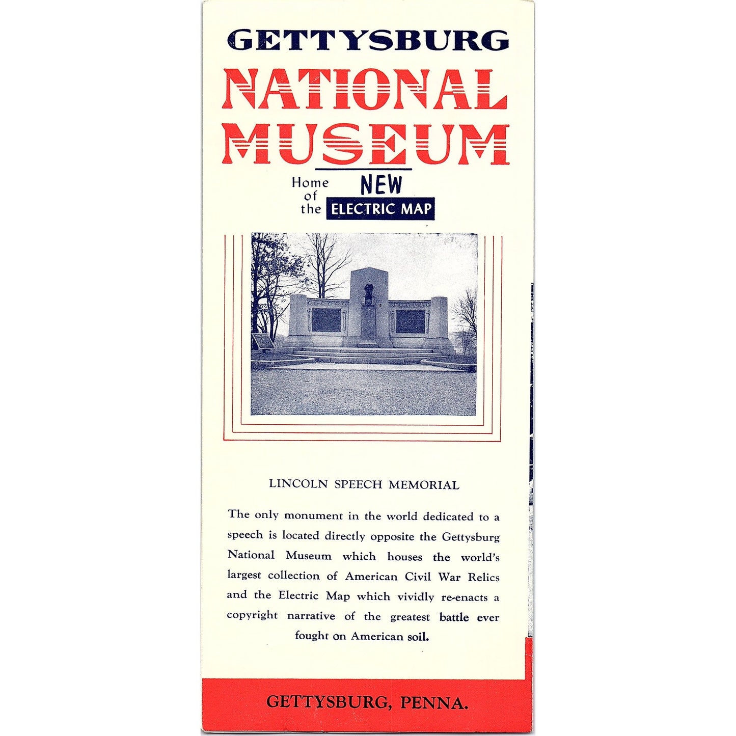 Vintage Gettysburg National Museum New Electric Map Travel Brochure TH2-TB1