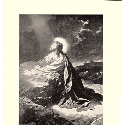 Christ In Gethsemane - Heinrich Hofmann - 1898 Litho Art Print D19