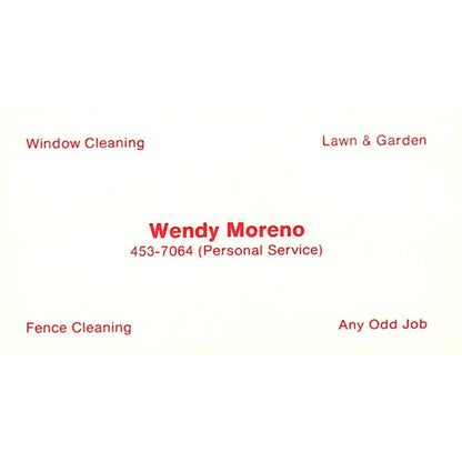 Wendy Moreno Personal Service Vintage Business Card SC9-B1