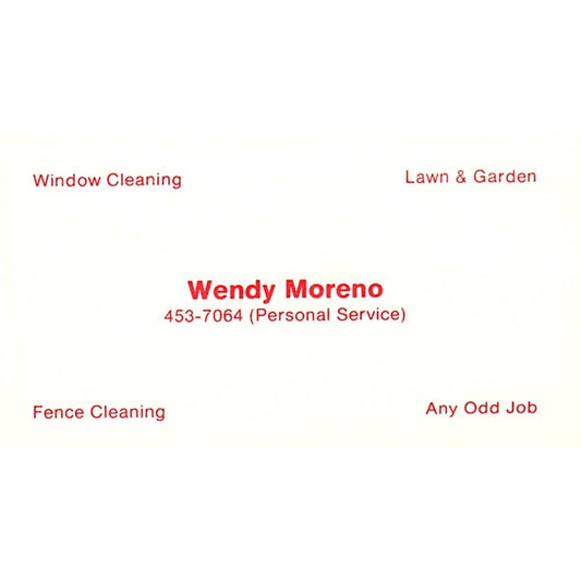 Wendy Moreno Personal Service Vintage Business Card SC9-B1