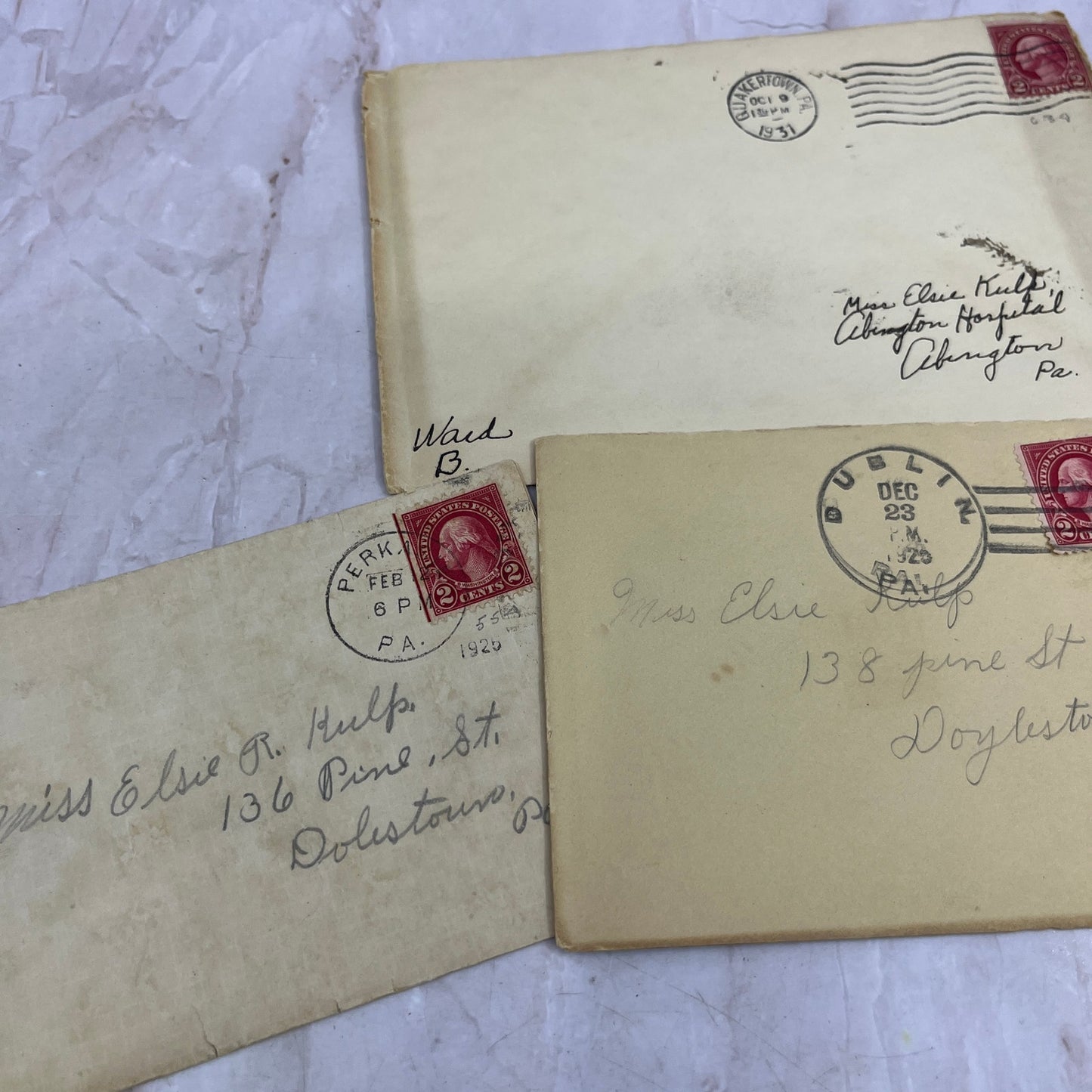 1920s Lot of Elise R. Kulp Doylestown PA Postal Cover Envelopes L4-4-6