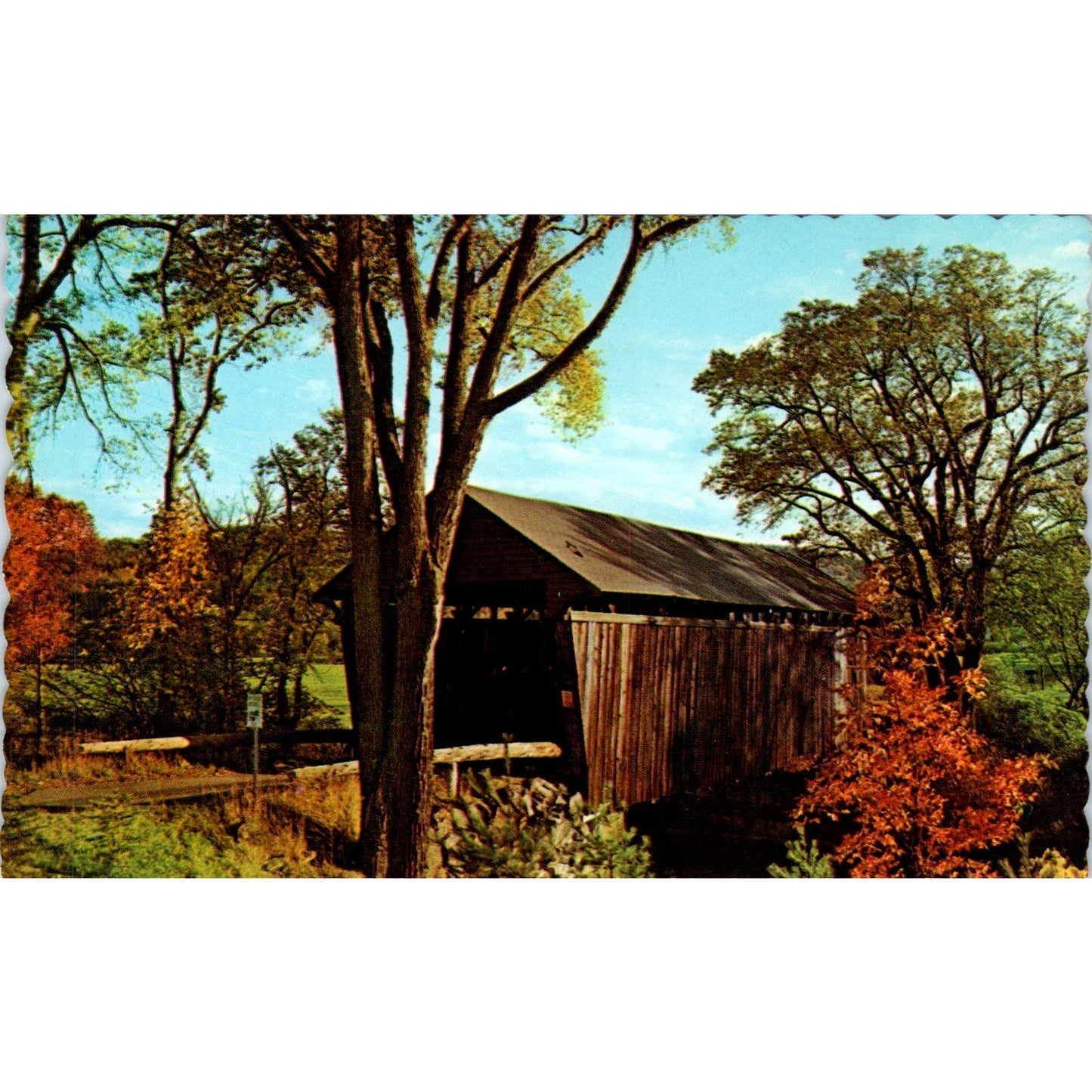 Bement Bridge #14 Bradford NH Warner River Covered Bridge Postcard PC3