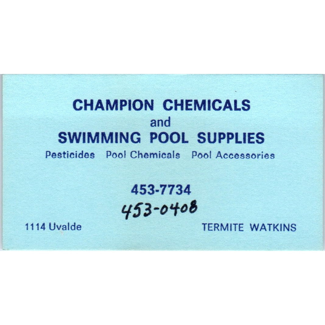 Champion Chemicals & Swimming Pool Supplies Termite Watkins Business Card SD4-B2