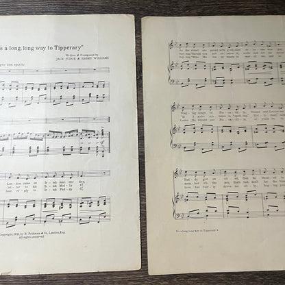 It's A Long Long Way to Tipperary Jack Judge Harry Williams 1912 Sheet Music V13