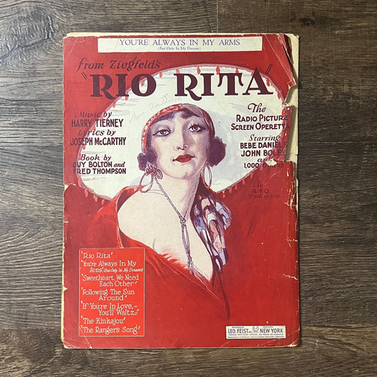 Rio Rita Always in My Arms 1929 Sheet Music Harry Tierney Joseph McCarthy V6