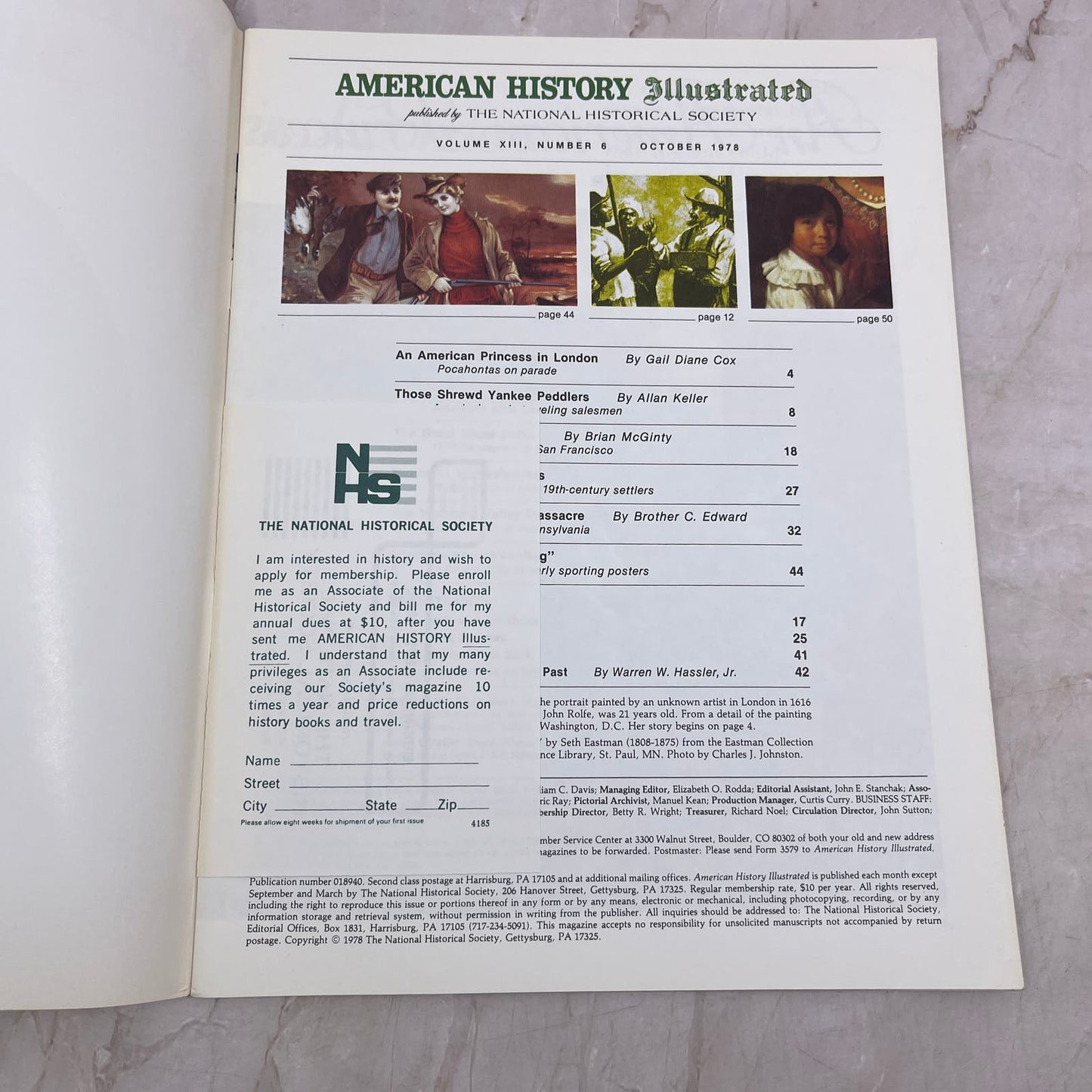 1978 Oct - American History Illustrated Magazine - Pocahontas M21