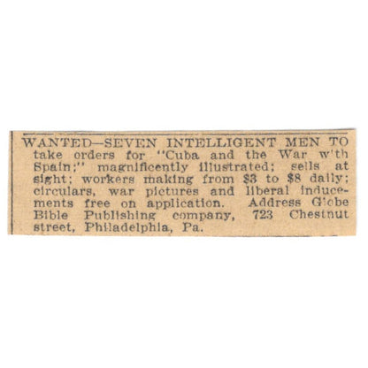 Globe Bible Publishing Co Philadelphia St. Paul 1898 Newspaper Ad AF2-S6