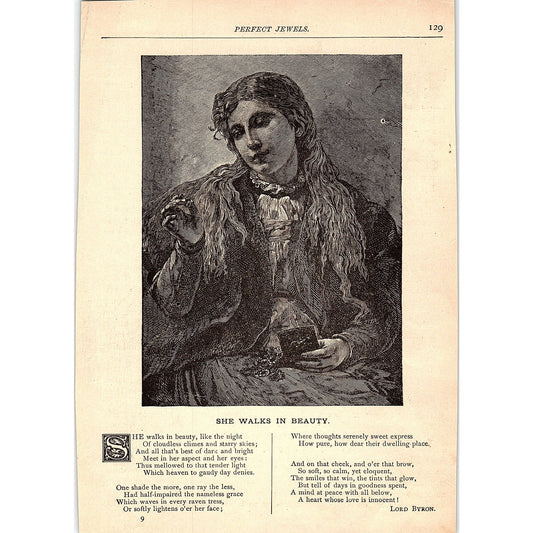 She Walks in Beauty - Lord Byron 1884 Poem AG3-1