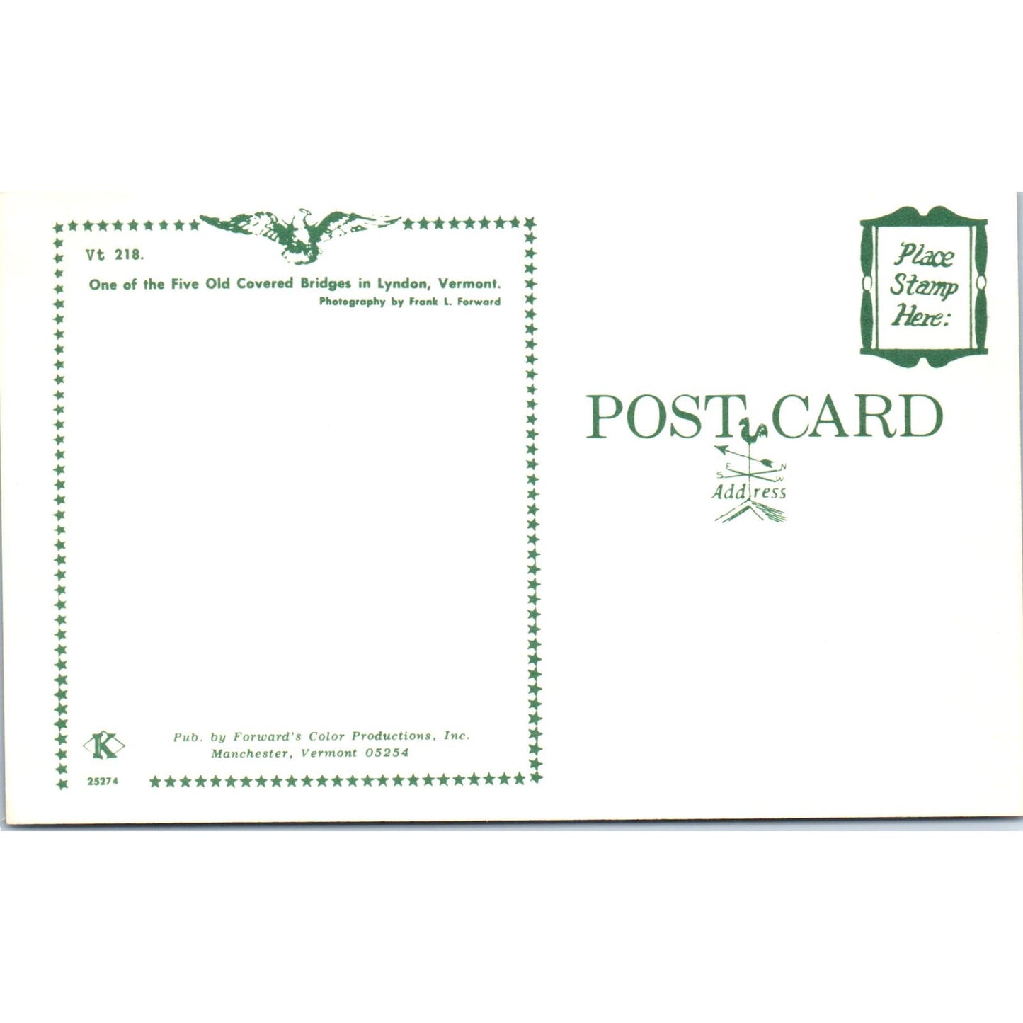 One of 5 Covered Bridges in Lyndon VT Vintage Covered Bridge Postcard PD6