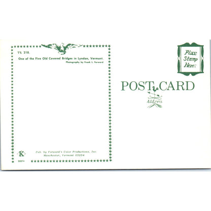 One of 5 Covered Bridges in Lyndon VT Vintage Covered Bridge Postcard PD6