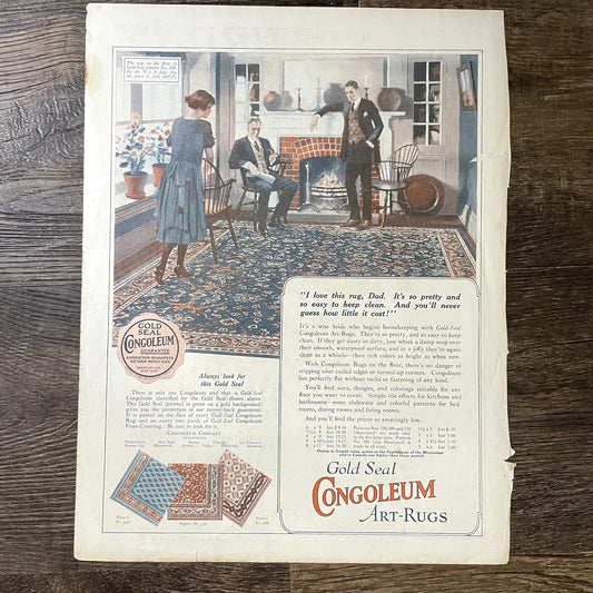 Gold Seal Congoleum Art Rugs Vintage Magazine Ad 10x14 V11