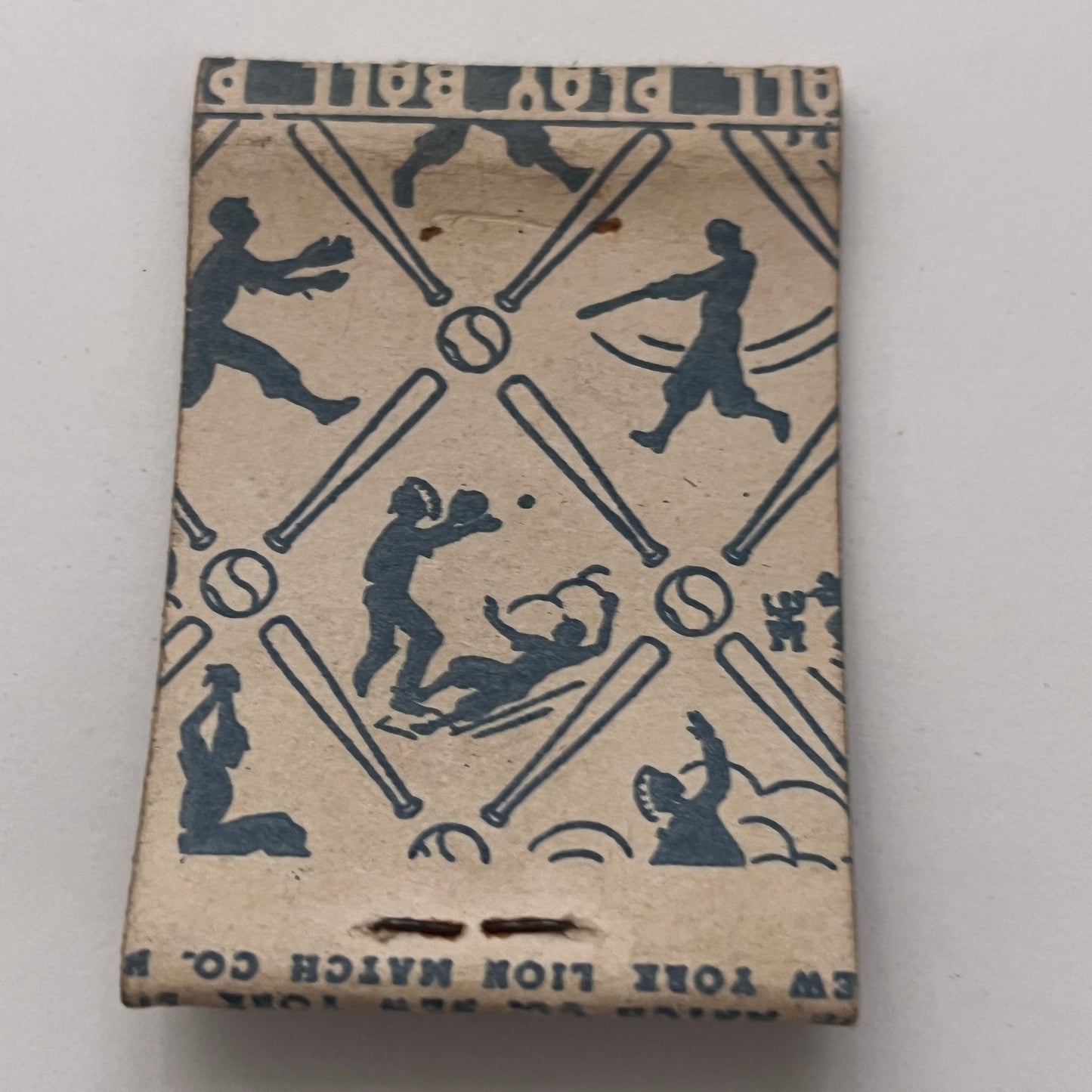 Baseball Players Silhouette Lion Match Co Vintage Matchbook Cover TB8-MB-1