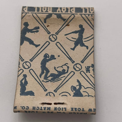 Baseball Players Silhouette Lion Match Co Vintage Matchbook Cover TB8-MB-1