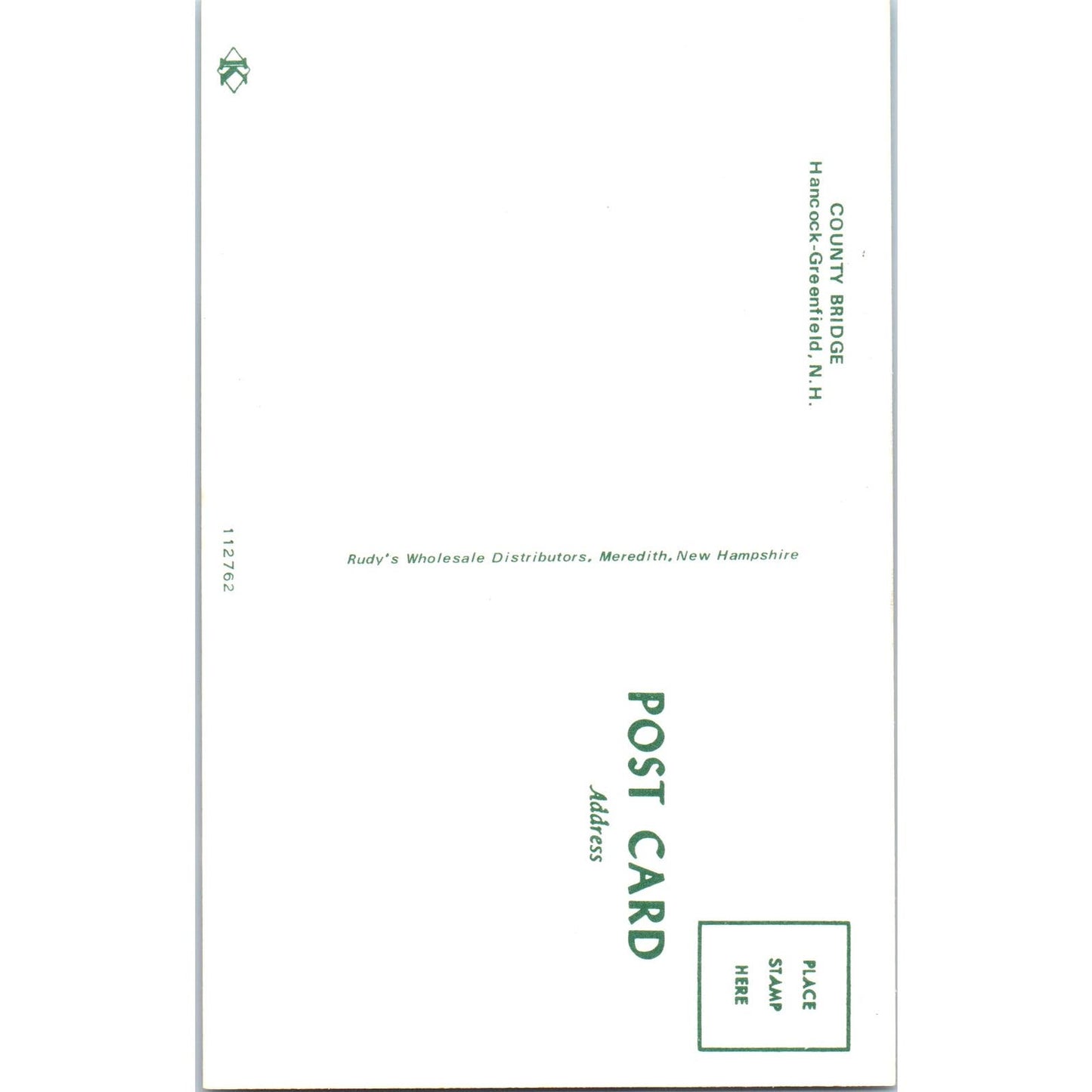 County Bridge Hancock-Greenfield NH Vintage Covered Bridge Postcard PC11