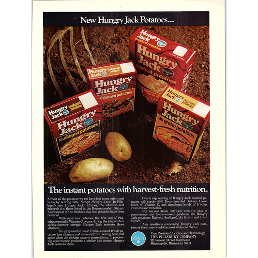 Hungry Jack Instant Potatoes Pillsbury Minneapolis MN 1972 Ad AF3-13