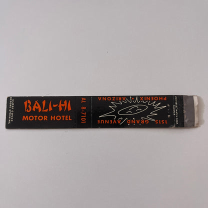 Bali-Hi Motor Hotel Phoenix Arizona Vintage Matchbook TB6-MB2-9