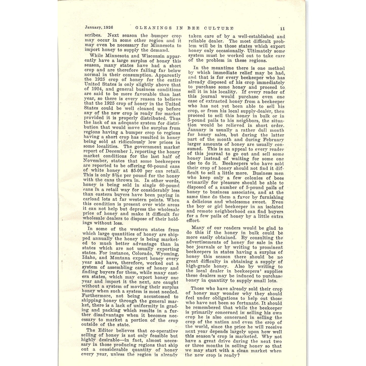 Southern Bees and Northern Honey Dr. Ernest Kohn 2 Page Article 1926 AG3-9