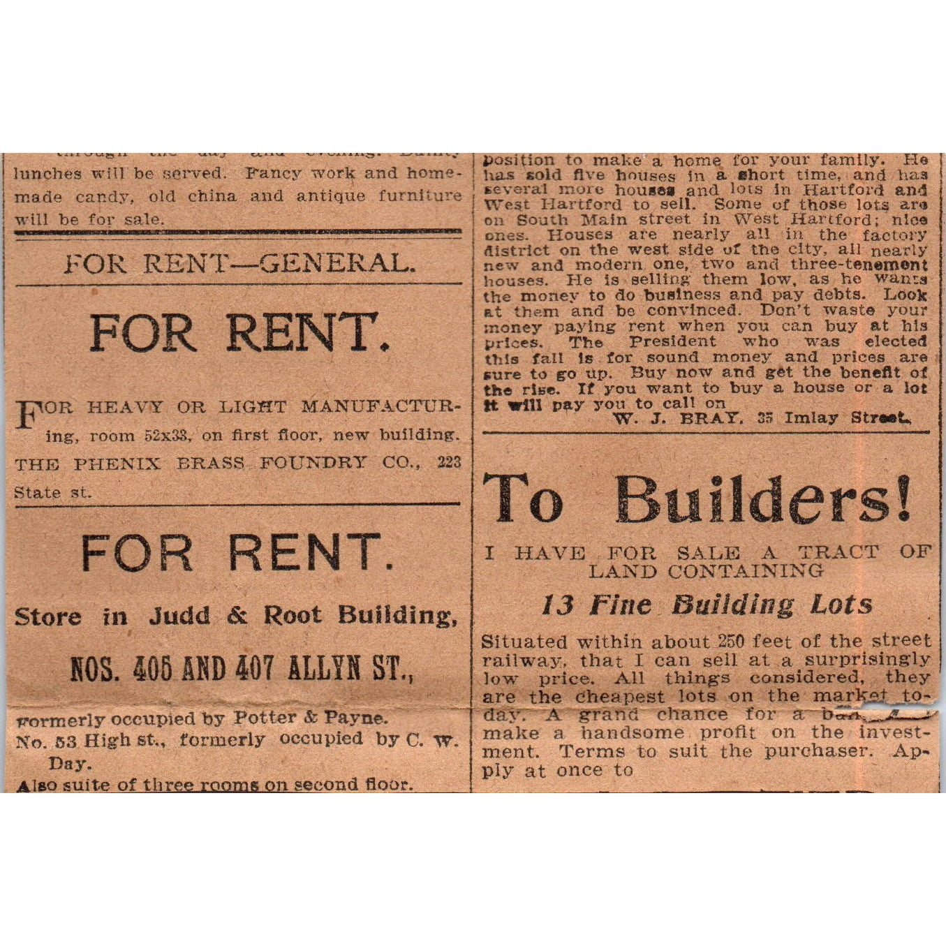 C.W. Pratt Tailored Gowns Main St Hartford 1901 Newspaper Ad AD8-H2