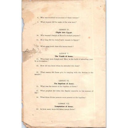 1894 International Sunday-School Lessons Examination Sheet D21