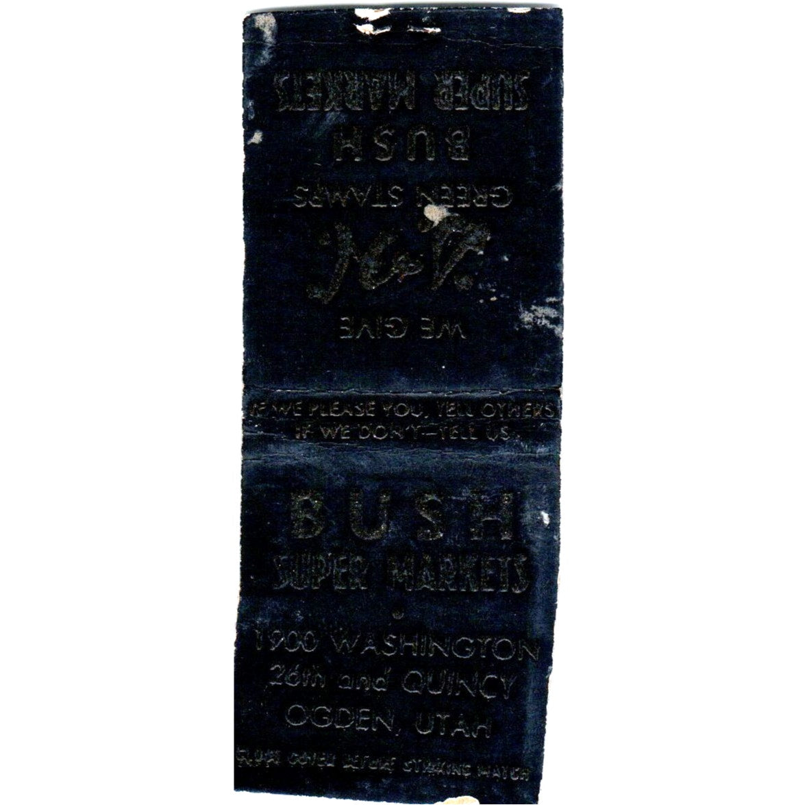 Bush Supermarkets Ogden Utah Vintage Matchbook Cover SF4-Y2