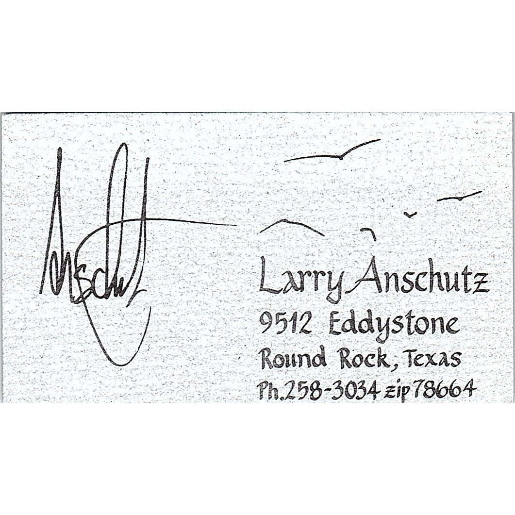 Larry Anschutz Artist Round Rock TX Vintage Business Card SE3-B11