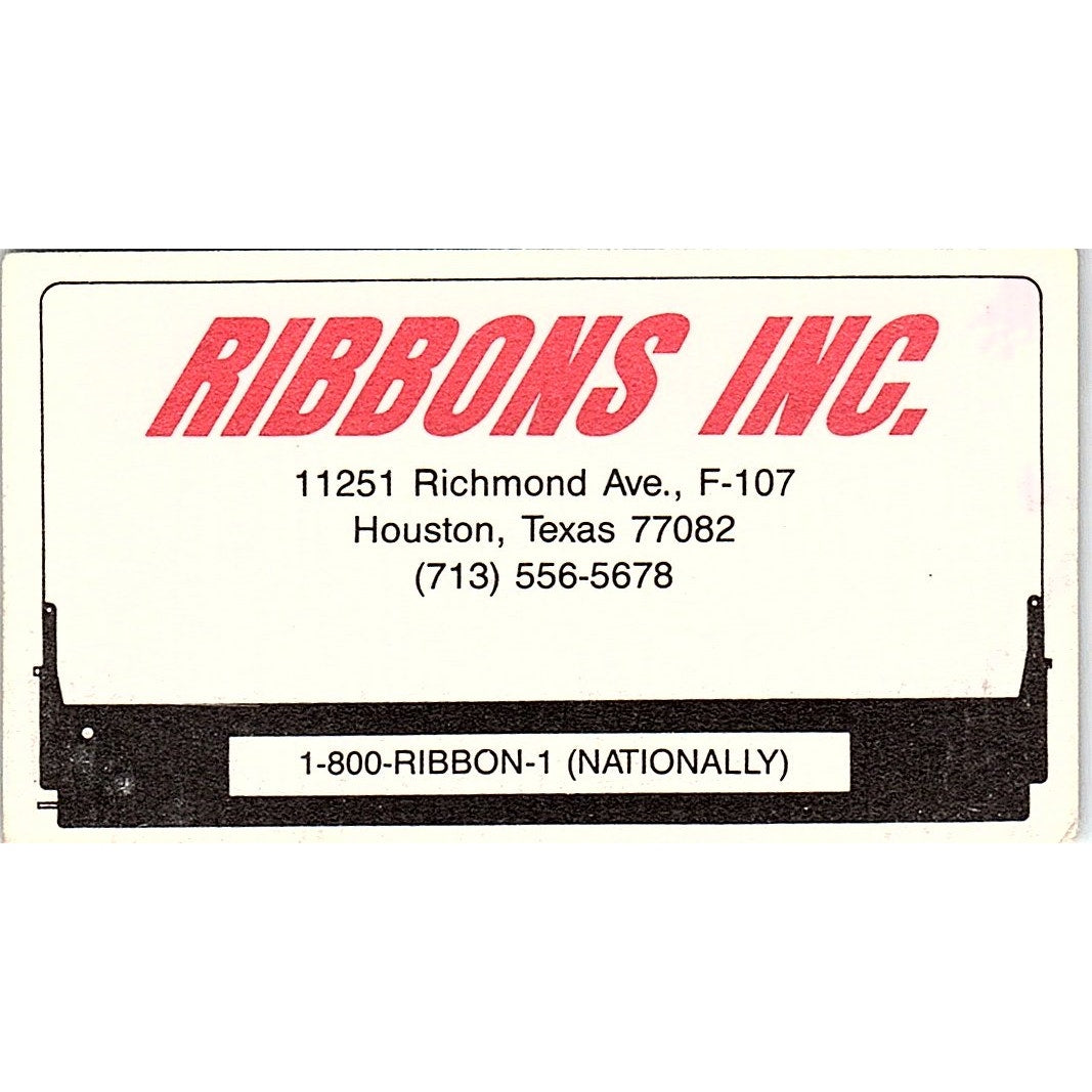 Ribbons Inc 11251 Richmond Ave Houston Vintage Business Card SC9-B4