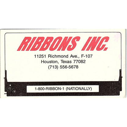 Ribbons Inc 11251 Richmond Ave Houston Vintage Business Card SC9-B4