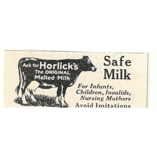 Horlick's Safe Milk Original Malted Milk 1924 Magazine Ad AD8-O4