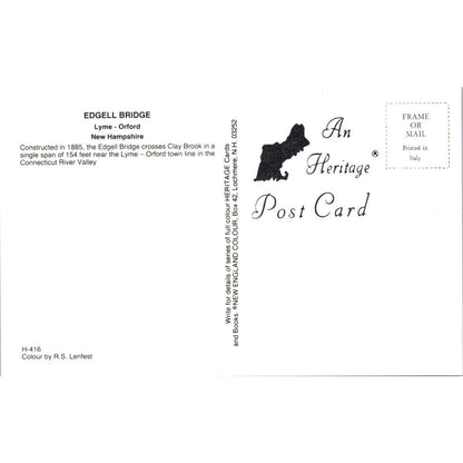 Edgell Bridge Lyme-Orford New Hampshire Covered Bridge Postcard PB12