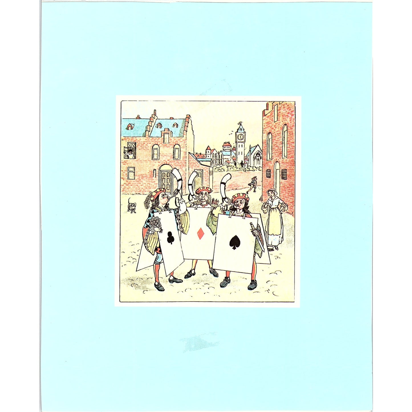 Vintage Children's Book Lithograph - Nursery Rhyme The Queen of Hearts 8x10 V8