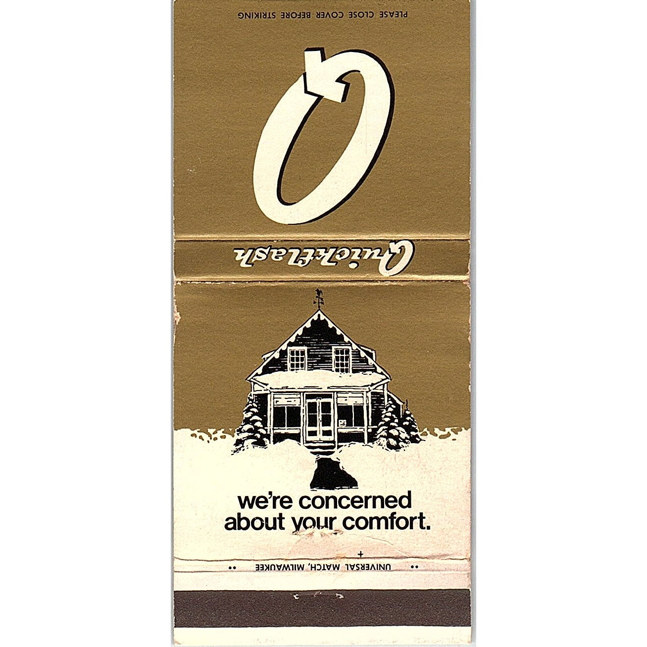 Quickflash Premium Gold Heating Oil Milwaukee Vintage Matchbook TB6-MB2-7