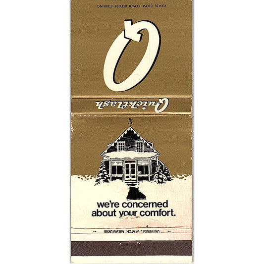 Quickflash Premium Gold Heating Oil Milwaukee Vintage Matchbook TB6-MB2-7