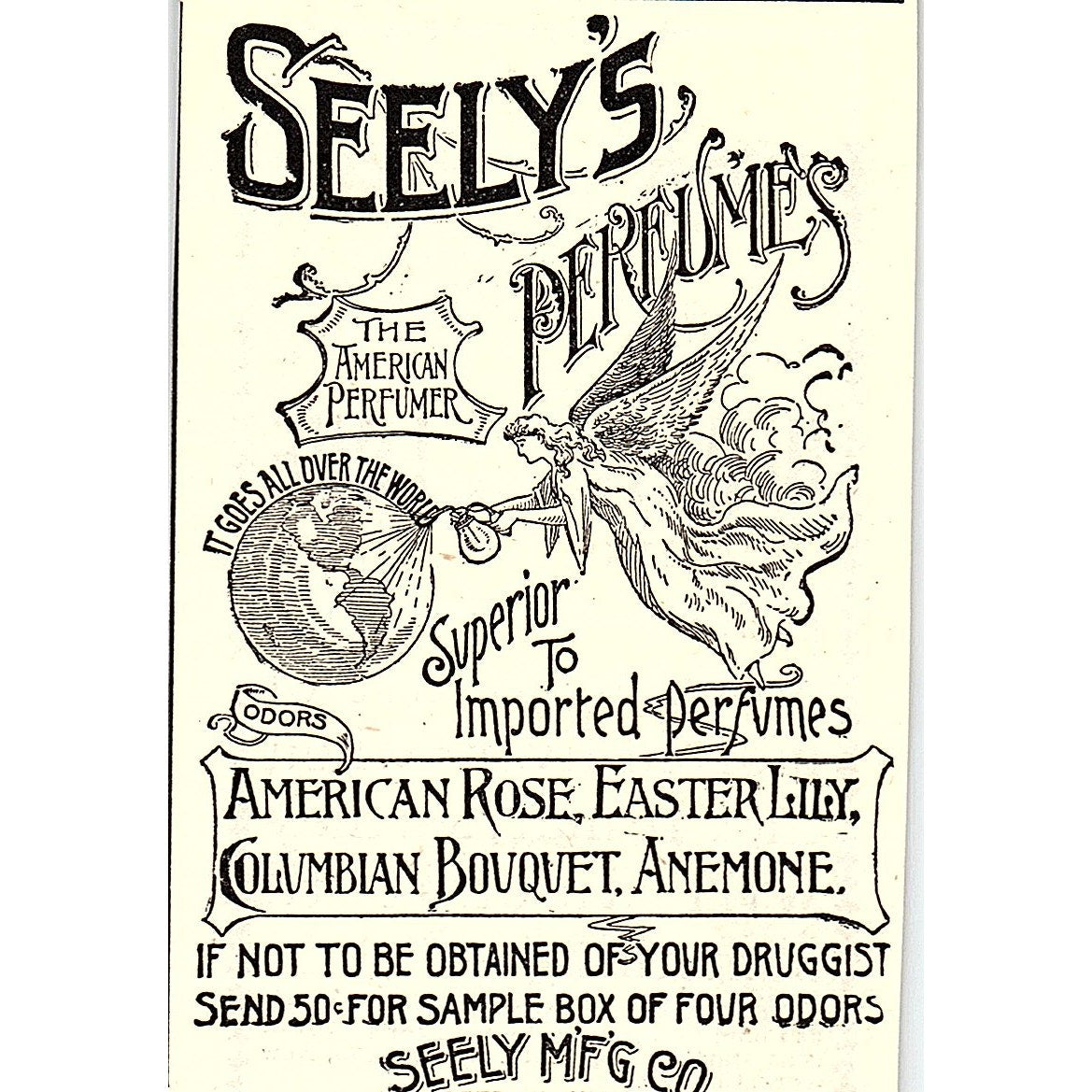 Seely's Perfumes Seely Mfg Co Detroit MI 1892 Ad AG2-M9