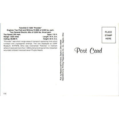 Fairchild C-123K Provider Vintage Postcard TG8-PC
