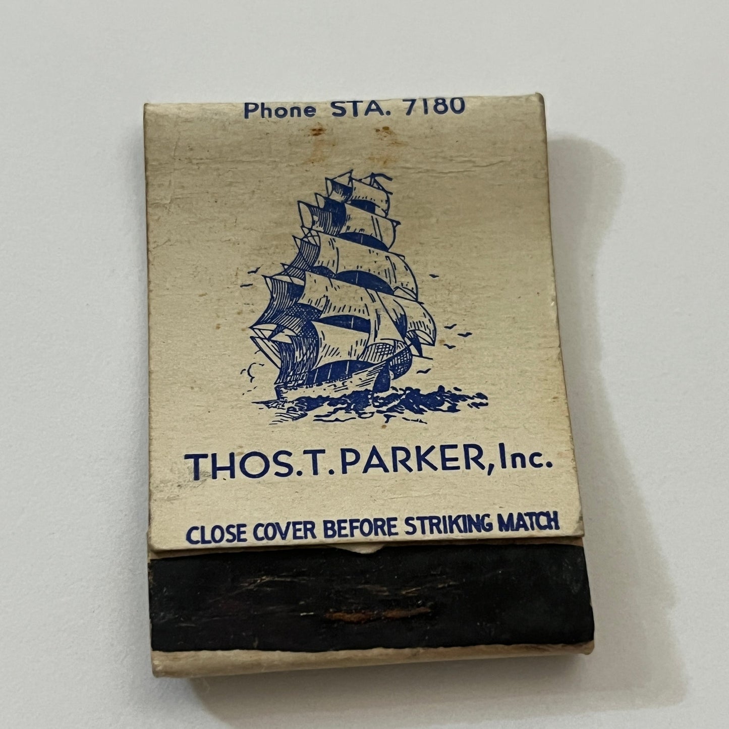 Thos T Parker Inc Boats Boston MA Vintage Matchbook Cover TB6-MB1-2