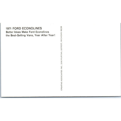 1971 Ford Econoline Van Yellow Promo Vintage Postcard PC11