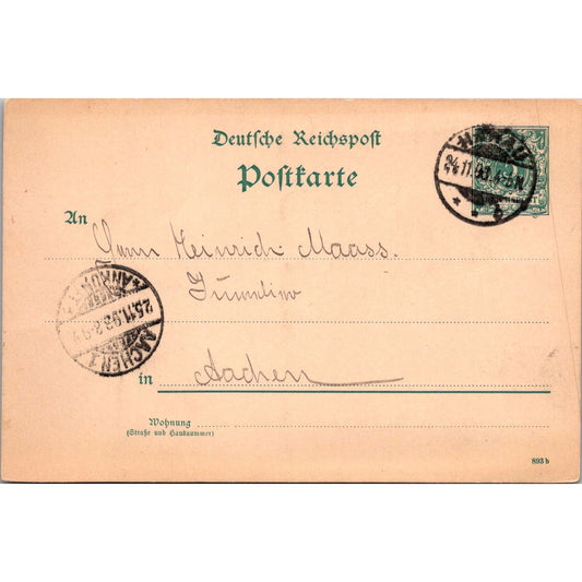 1893 Heinrich Maass Aachen Manau German Reich Postcard P5-12