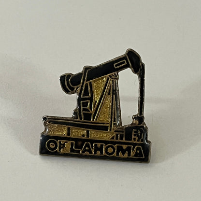 State of Oklahoma OK Oil Derrick Vintage Lapel Pin Enamel Pinback Button SE9