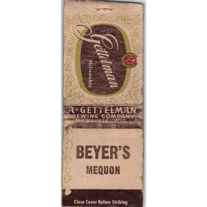 Beyer's Mequon WI Gettelman Vintage Matchbook Cover SD2-Y3