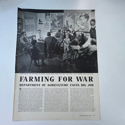 USDA Farming For War Tom Oxby Calhoun County 3 Pages 1940s WWII Article V30-1