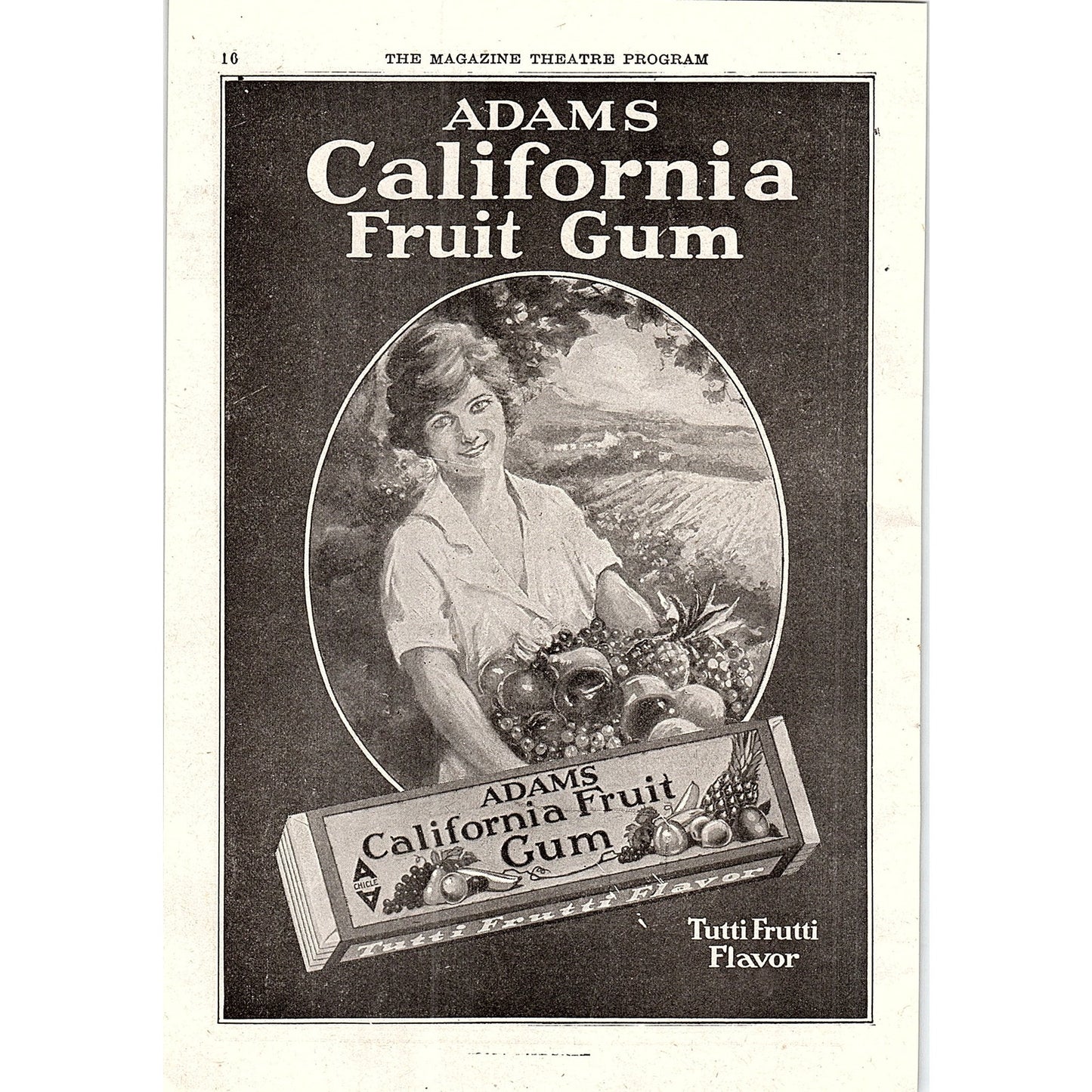 Adams California Fruit Gum Tutti Frutti 1921 Ad AF3-10