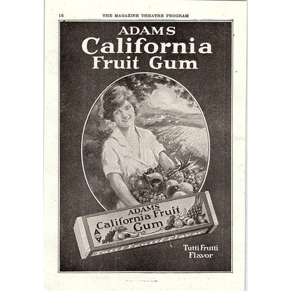 Adams California Fruit Gum Tutti Frutti 1921 Ad AF3-10
