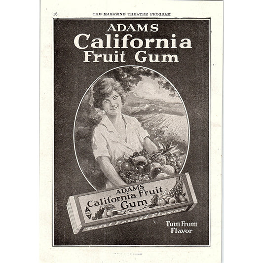 Adams California Fruit Gum Tutti Frutti 1921 Ad AF3-10