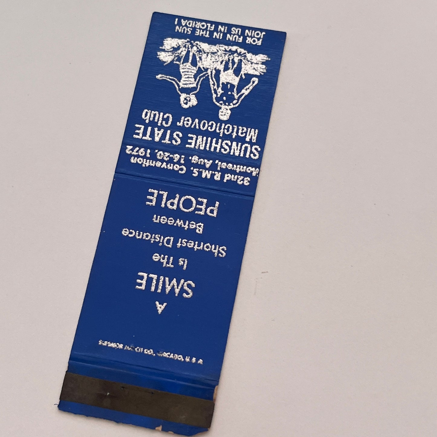 Sunshine State Matchcover Club Convention 1972 Vintage Matchbook Cover TB6-MB2-3