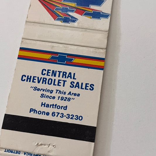 Central Chevrolet Sales Hartford Vintage Matchbook Cover TB6-MB2-1